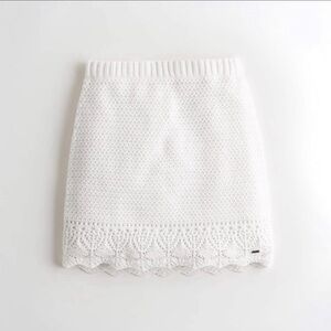 Hollister White Knit Lace-Hem beachy boho Women's Skirt